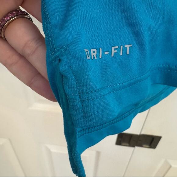 Nike Dri-Fit Men’s Running Shirt Short Sleeve Turquoise Size M Unisex Workout - Picture 5 of 6